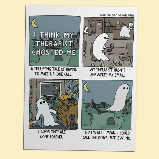 PDF Download: I Think My Therapist Ghosted Me | A Spooky Doodle about Calling Your Therapist