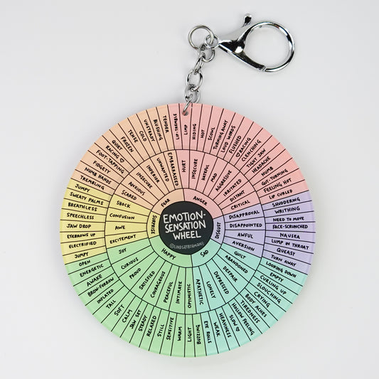 Keychain: Emotion Sensation Wheel | Emotional Learning Keychain or Backpack Charm