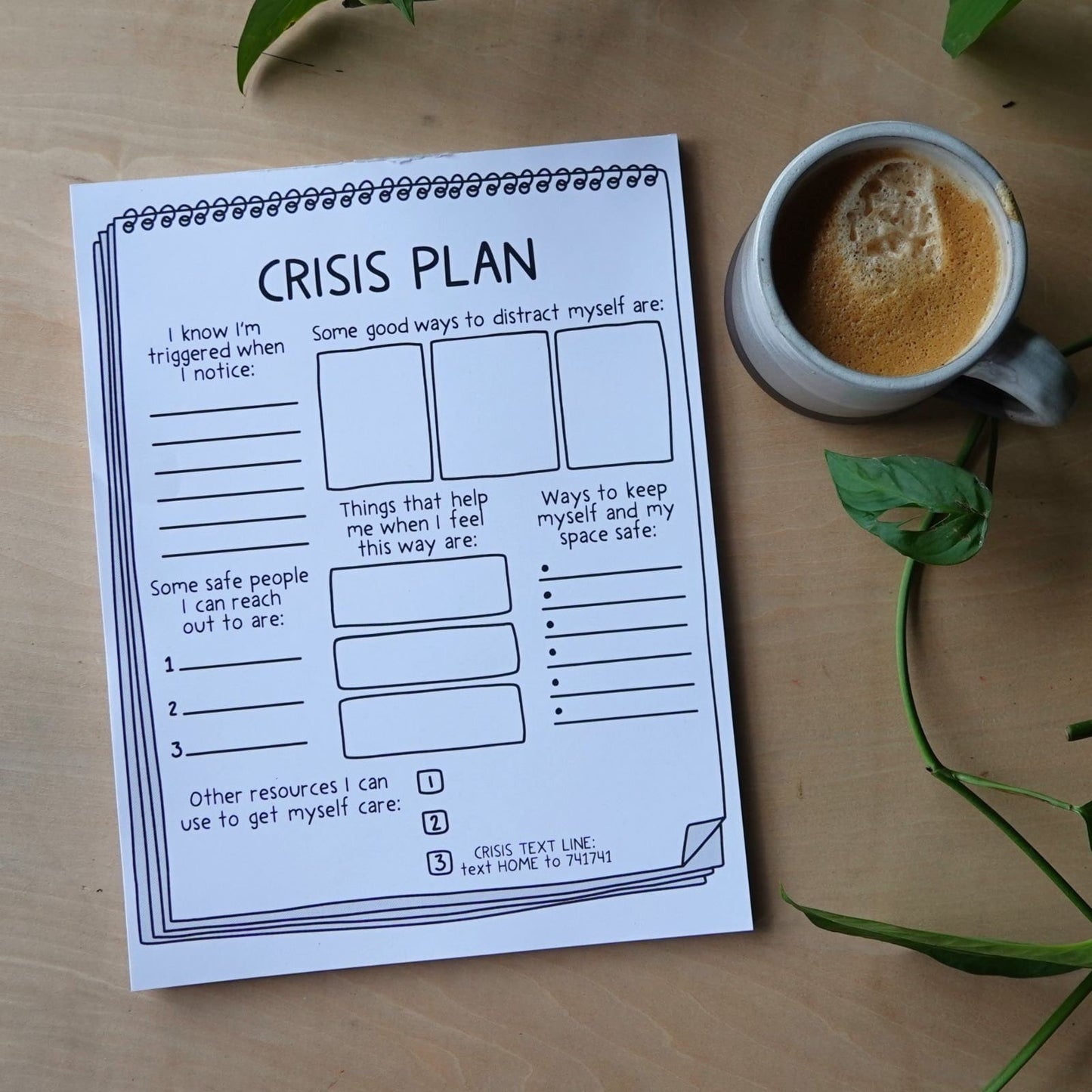 Counseling Tool: Crisis Plan Tearaway Notepad | Care-Focused Mental Health Resource
