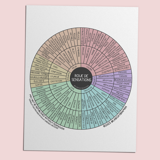 Printable PDF Download: FRENCH LANGUAGE - Emotion Sensation Wheel Bundle | SEL Educational Resource
