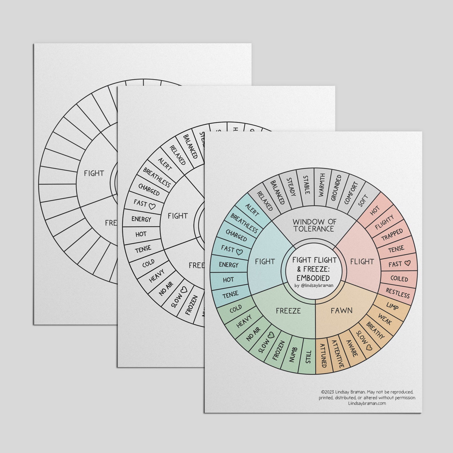 Printable PDF Download: Fight, Flight, & Freeze Embodied Wheel | A Resource for Growing Window of Tolerance