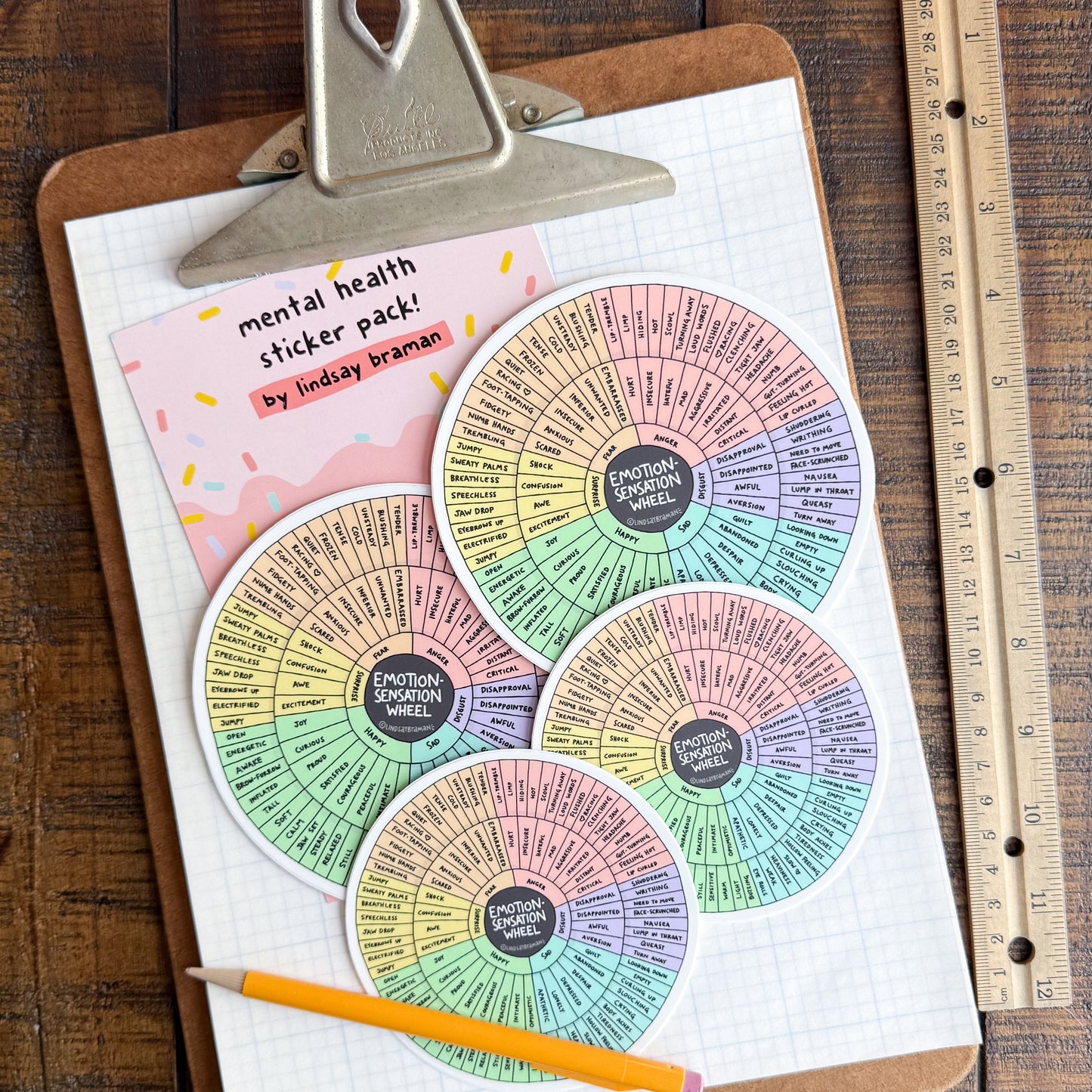 Mental Health Sticker Pack: Emotion Sensation Wheel | Set of 4 Stickers