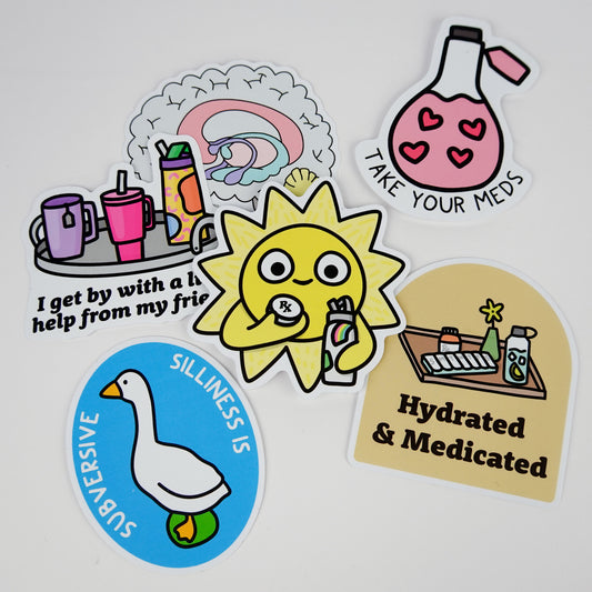 Mental Health Sticker Pack: Mental Wellness Themed Stickers | Pack of 6 Stickers