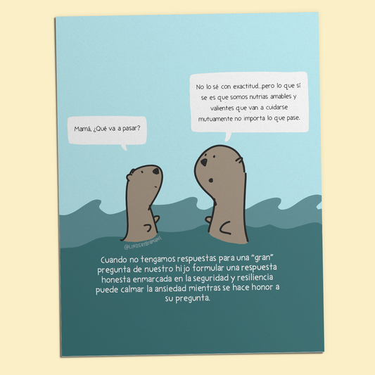 Printable PDF Download: SPANISH LANGUAGE - Worried Otter (How to Answer Kids' Hard Questions) | Resource for Caregivers