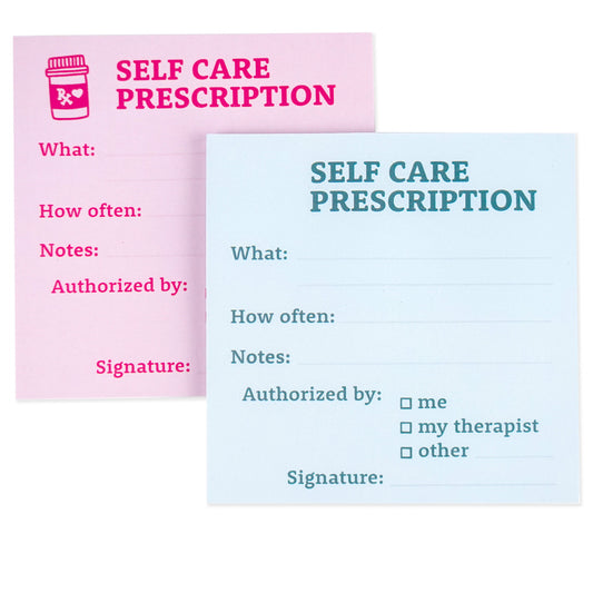 Self Care Prescription Rx Pad-Inspired Sticky Notes for Mental Health | Set of 2: Blue & Pink