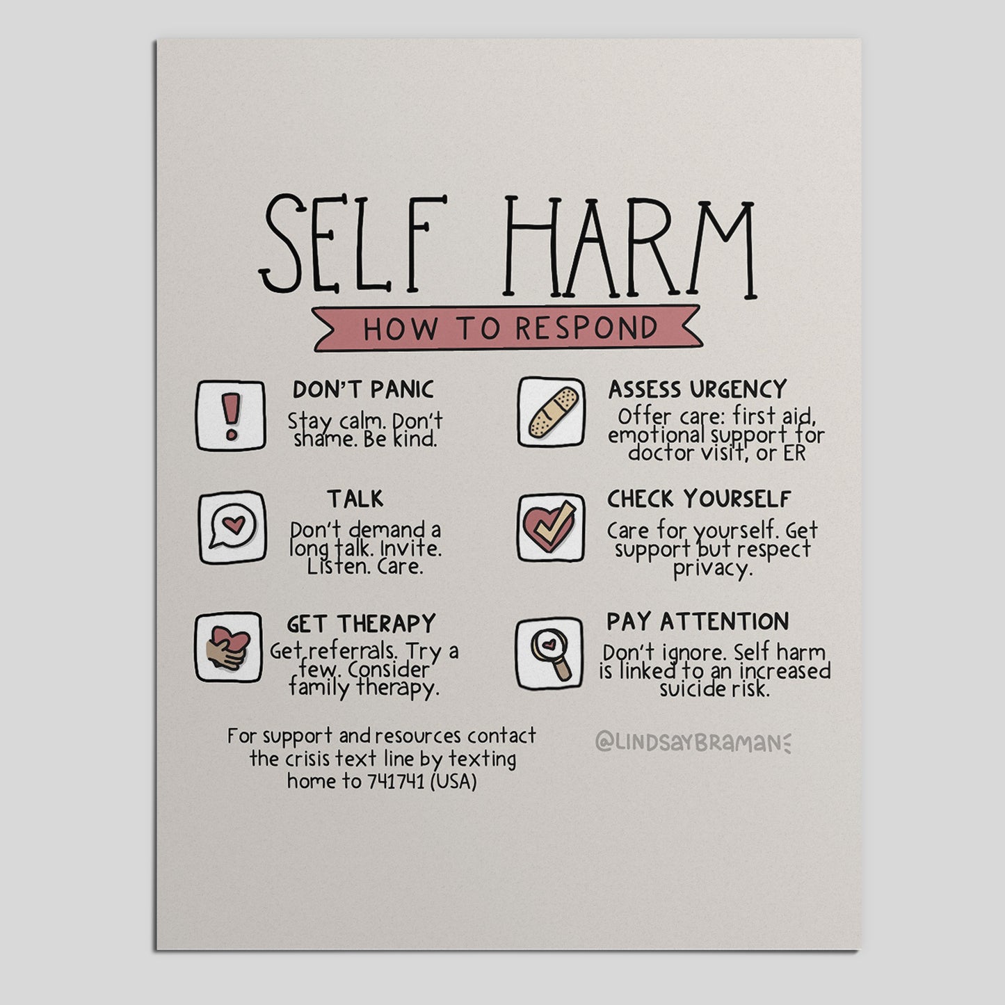 Printable PDF Download: How to Respond to Self Harm | A Resource for Parents, Teachers, and Friends