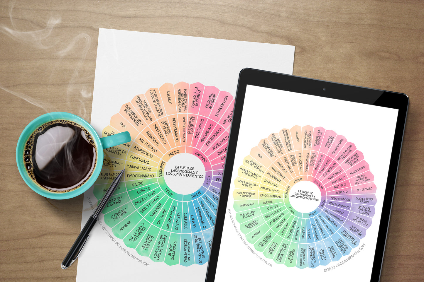 Printable PDF Download: Spanish Language Emotion Behavior Wheel | SEL Educational Resource