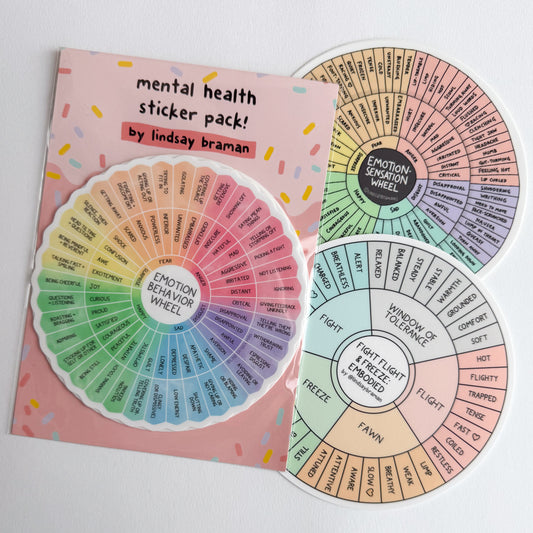 Mental Health Sticker Pack: Emotion Wheel Variety Pack | Set of 3 Stickers