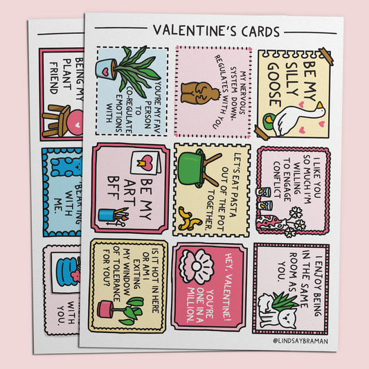 Printable PDF Download: Mini Valentine's Day Cards | 2-Page PDF Download