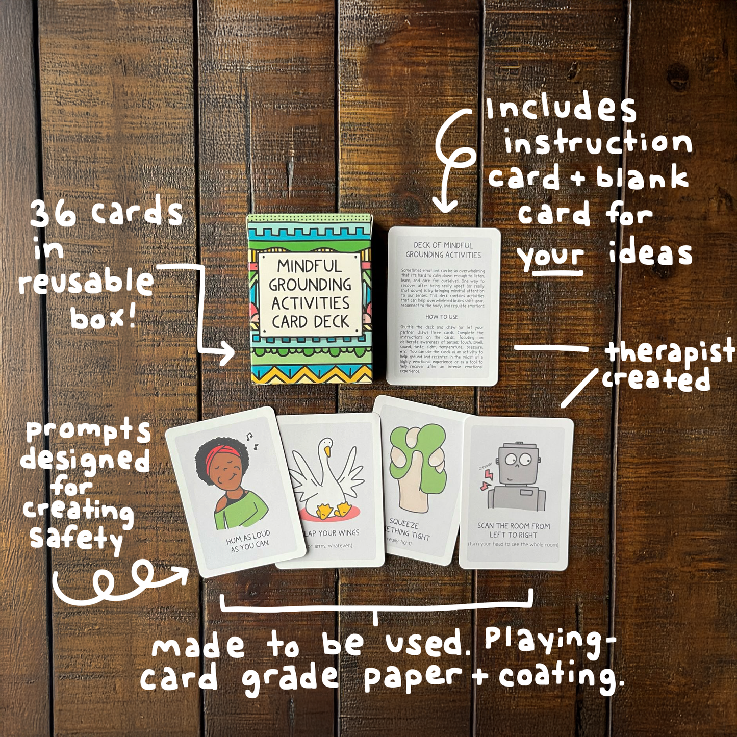 Counseling Tool: Mindful Grounding Cards | Printed Card Deck of Trauma Informed Grounding Activities