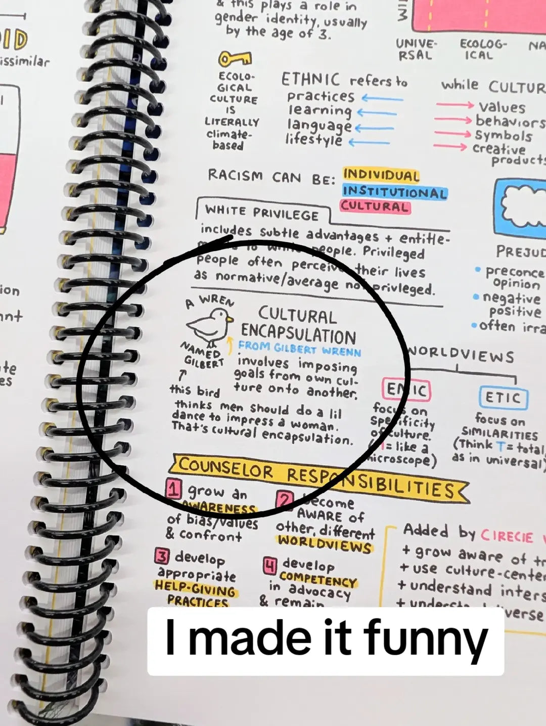 A circled joke in the NCE visual study guide