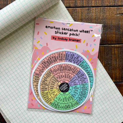 Mental Health Sticker Bundle: Emotion Sensation Wheel | Set of 4 Stickers