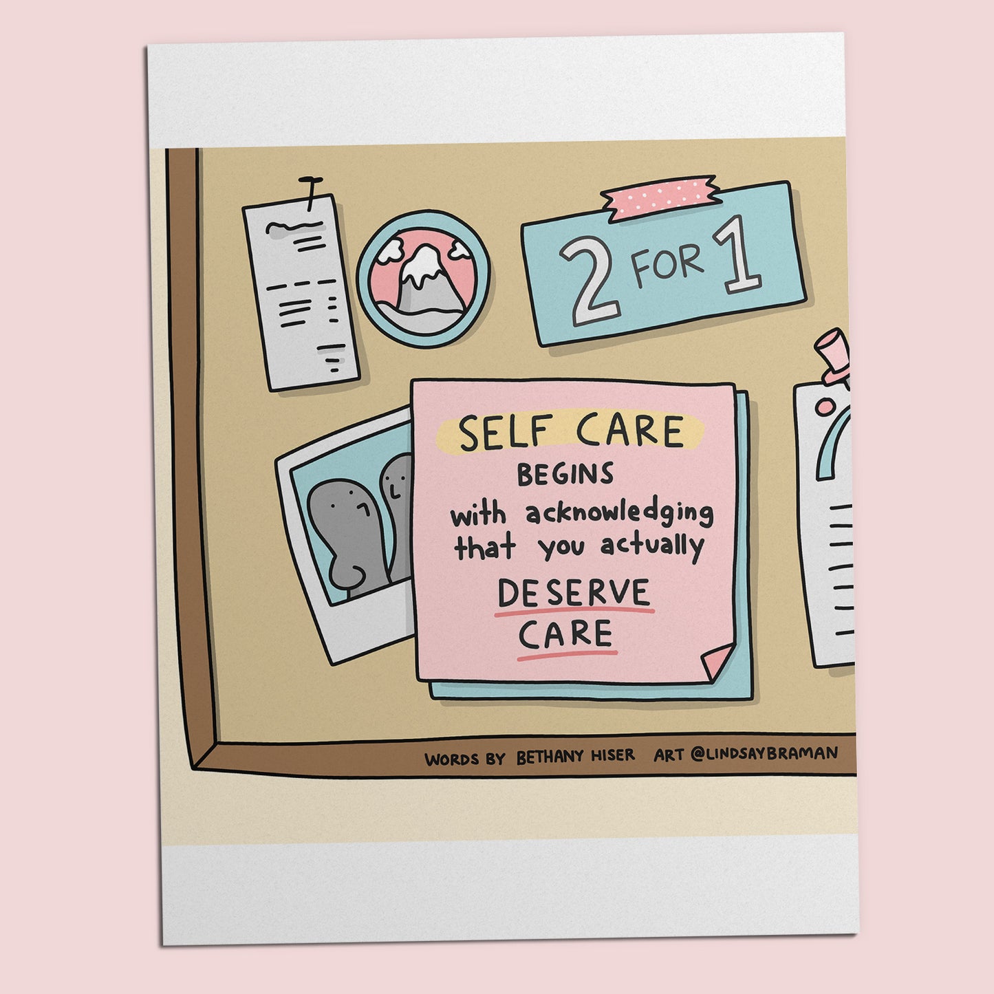 Printable PDF Download: Self-Care Bulletin Board Doodle | Real Care Begins with Knowing You Deserve Care