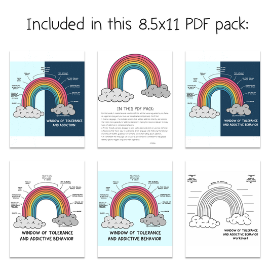 Printable PDF Download: Window of Tolerance and Addictive Behavior Rainbow | Understanding and Navigating Behavioral Responses