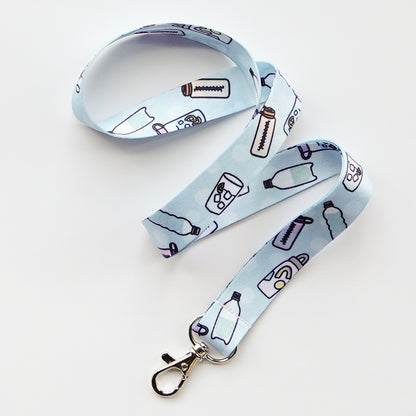 Lanyard: Super Hydrated Water Theme | Bottles, Ice Water, Sparkling Drink Art