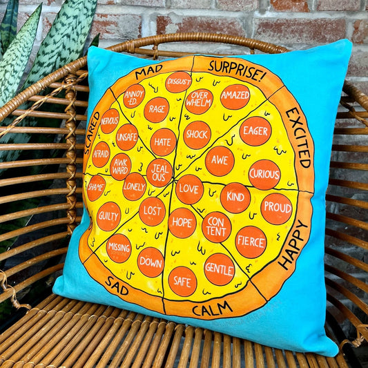 Pillowcase: Pizza Feeling Wheel Throw Pillowcase | A Playful Take on Emotions