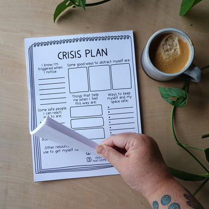 Counseling Tool: Crisis Plan Tearaway Notepad | Care-Focused Mental Health Resource
