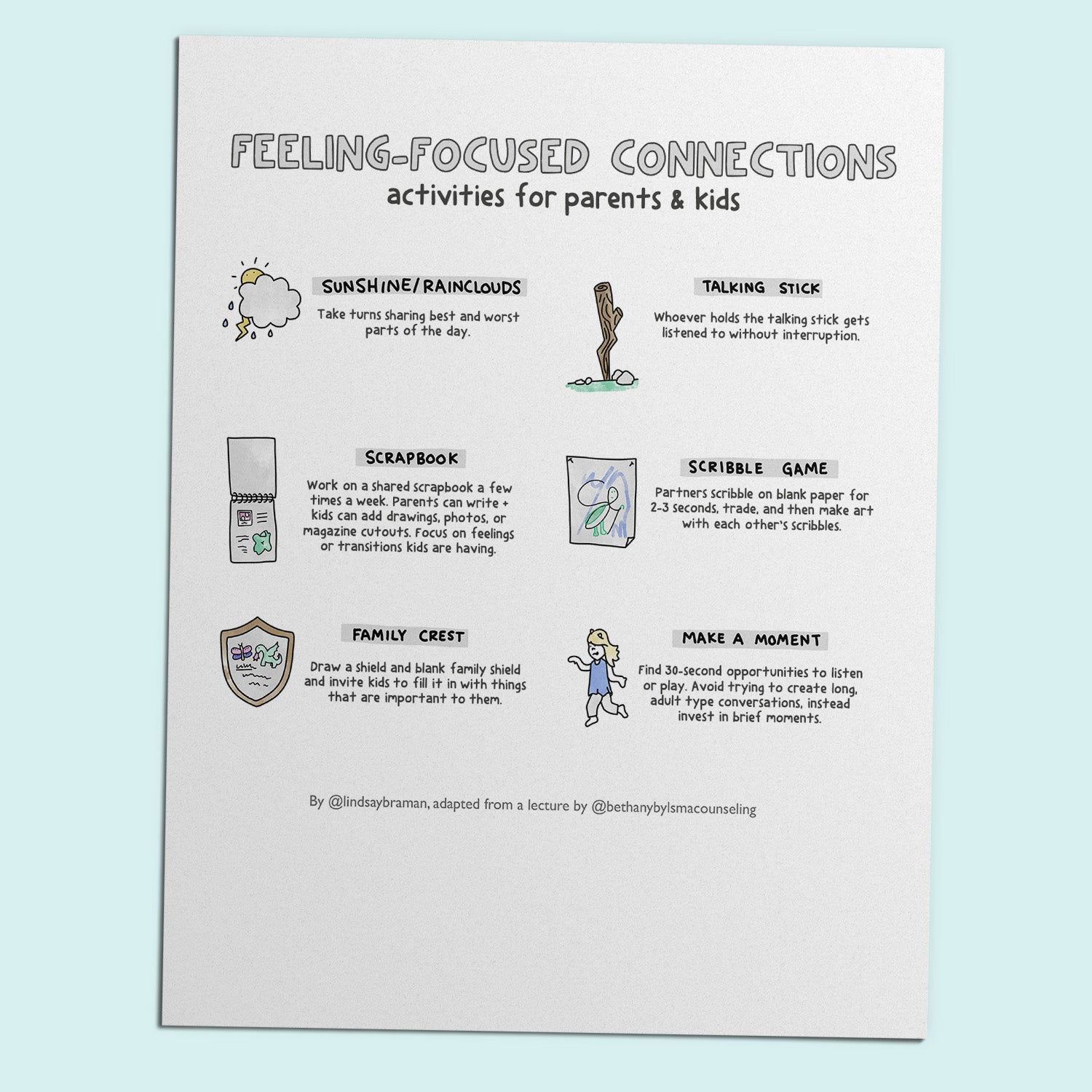 Connection Activity Instructons Printable PDF Download: Feeling-Focused Connections | Activities for C ...