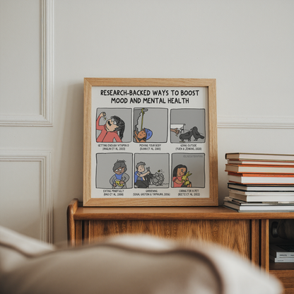 Art Print: 6 Illustrated Ways to Boost Mood and Mental Health