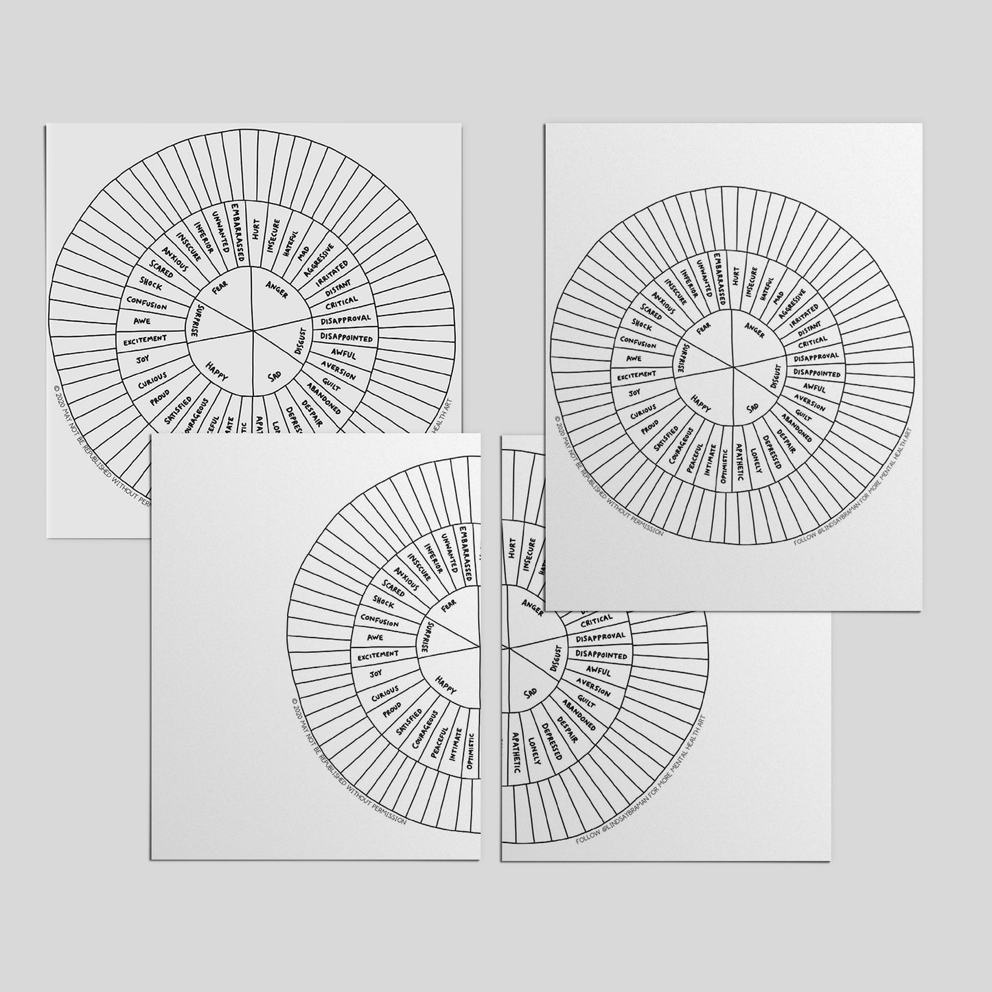 Printable PDF Download: Emotion-Sensation Feeling Wheel | Blank Worksheet and Coloring Page