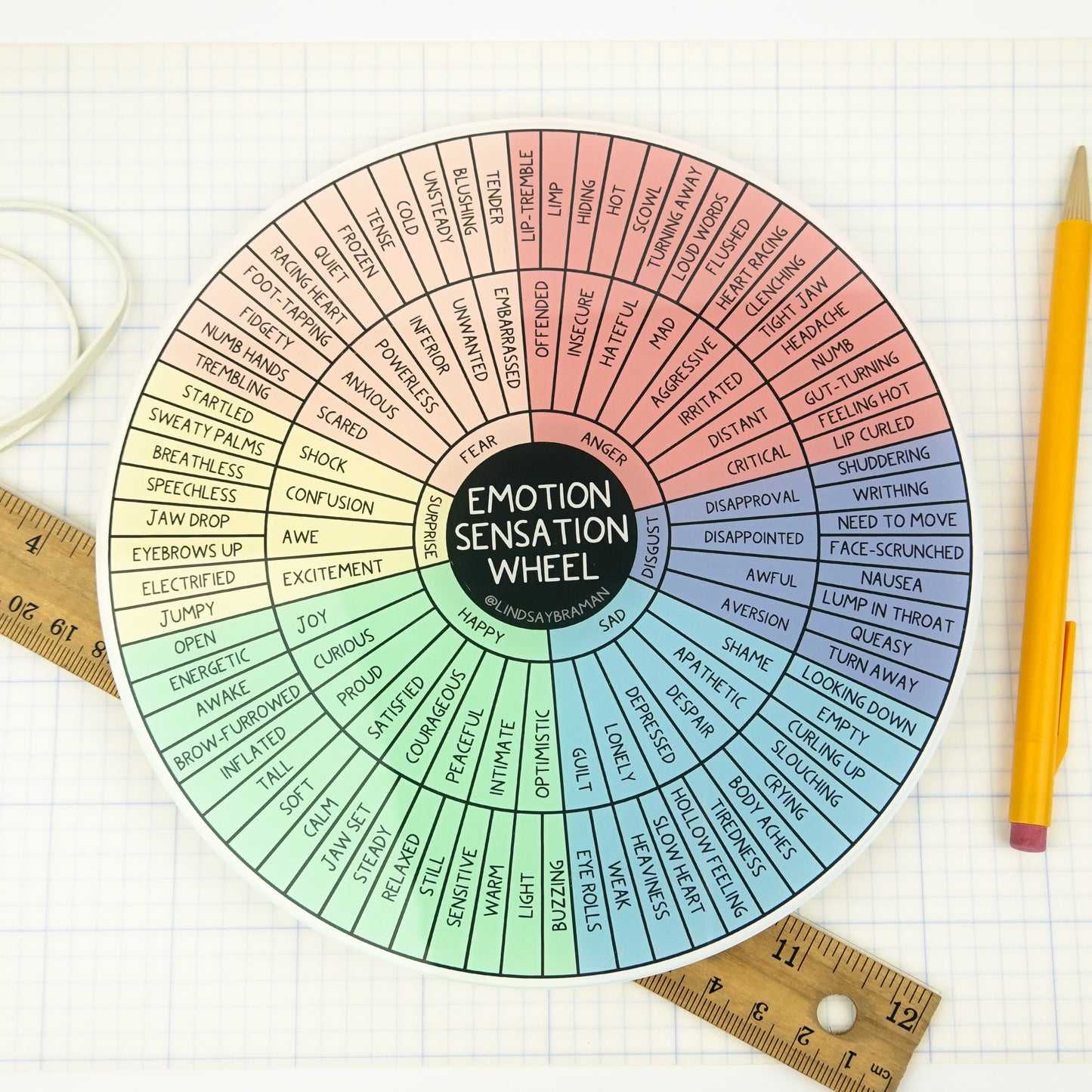 Emotion Sensation Wheel: Accessible Version | 7" Rigid Acrylic Disk