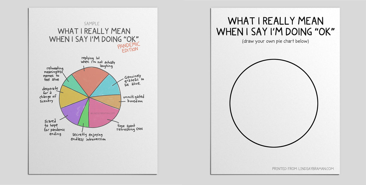 Printable PDF Download: 'What I Mean When I Say I'm Fine...' | Pie Chart Worksheet for Teens in Therapy