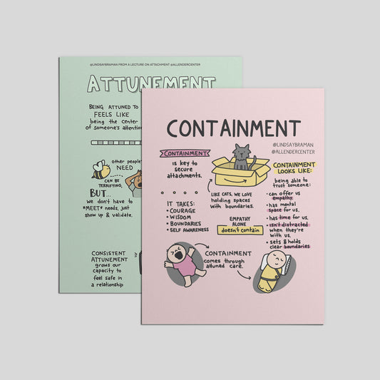 Printable PDF Download: Sketchnotes on Attunement & Containment | How Attunement & Containment Help Form Attachments