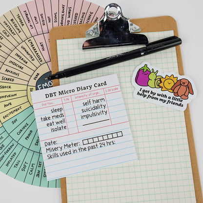 Mini DBT Diary Card | Sticky Note Version