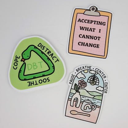 Sticker Pack: DBT Skills Stickers | 12-Pack of DBT-Themed Stickers