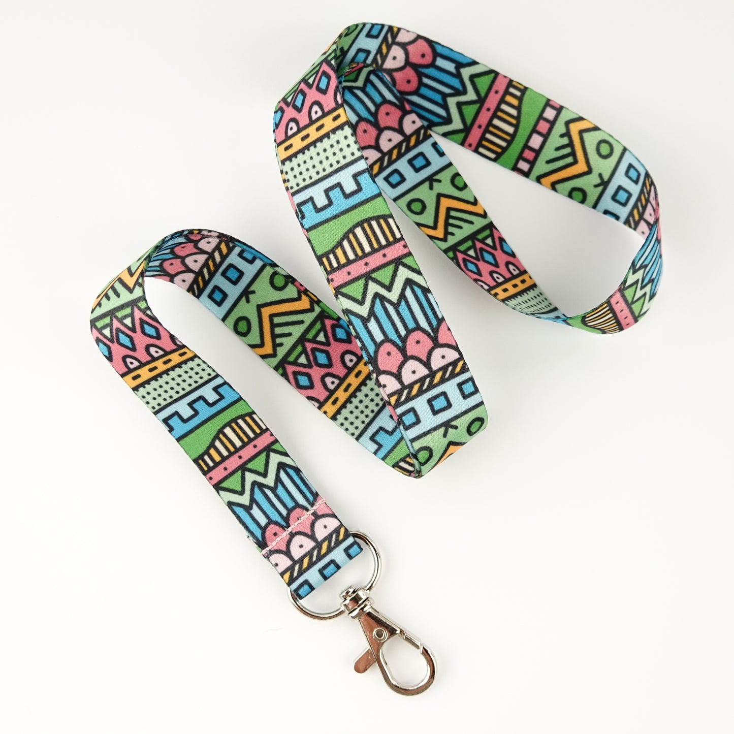 Mindful Stripe Lanyard – Abstract Bright Dopamine Dressing Mandala Badge Holder
