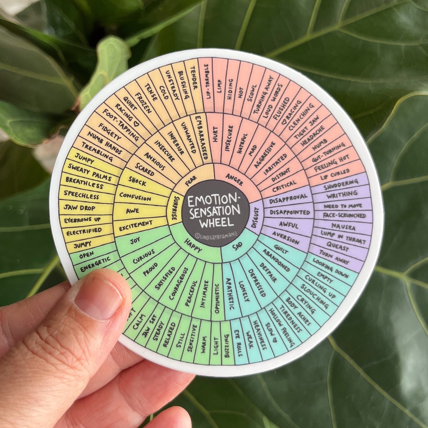 Mental Health Stickers: Emotion Sensation Wheel | 4 inch Vinyl Sticker