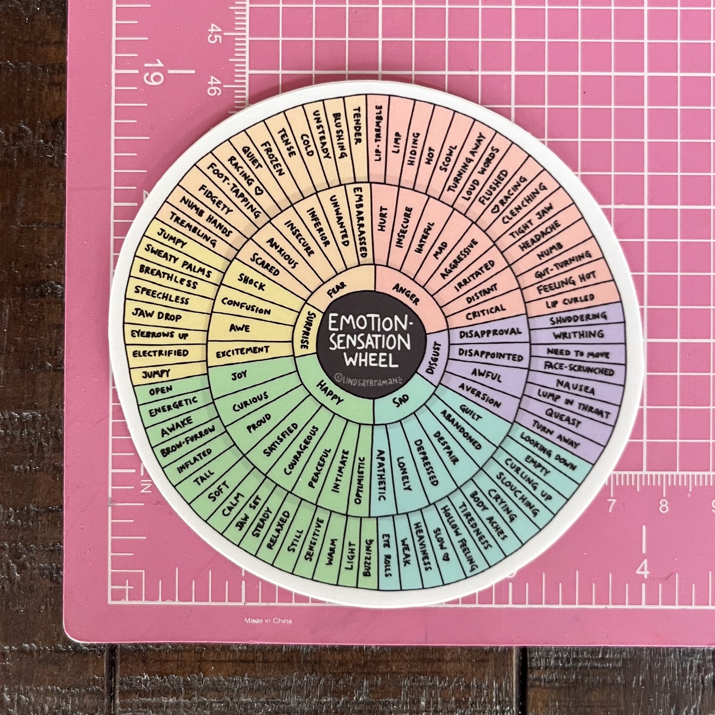 Mental Health Stickers: Emotion Sensation Wheel | 4 inch Vinyl Sticker