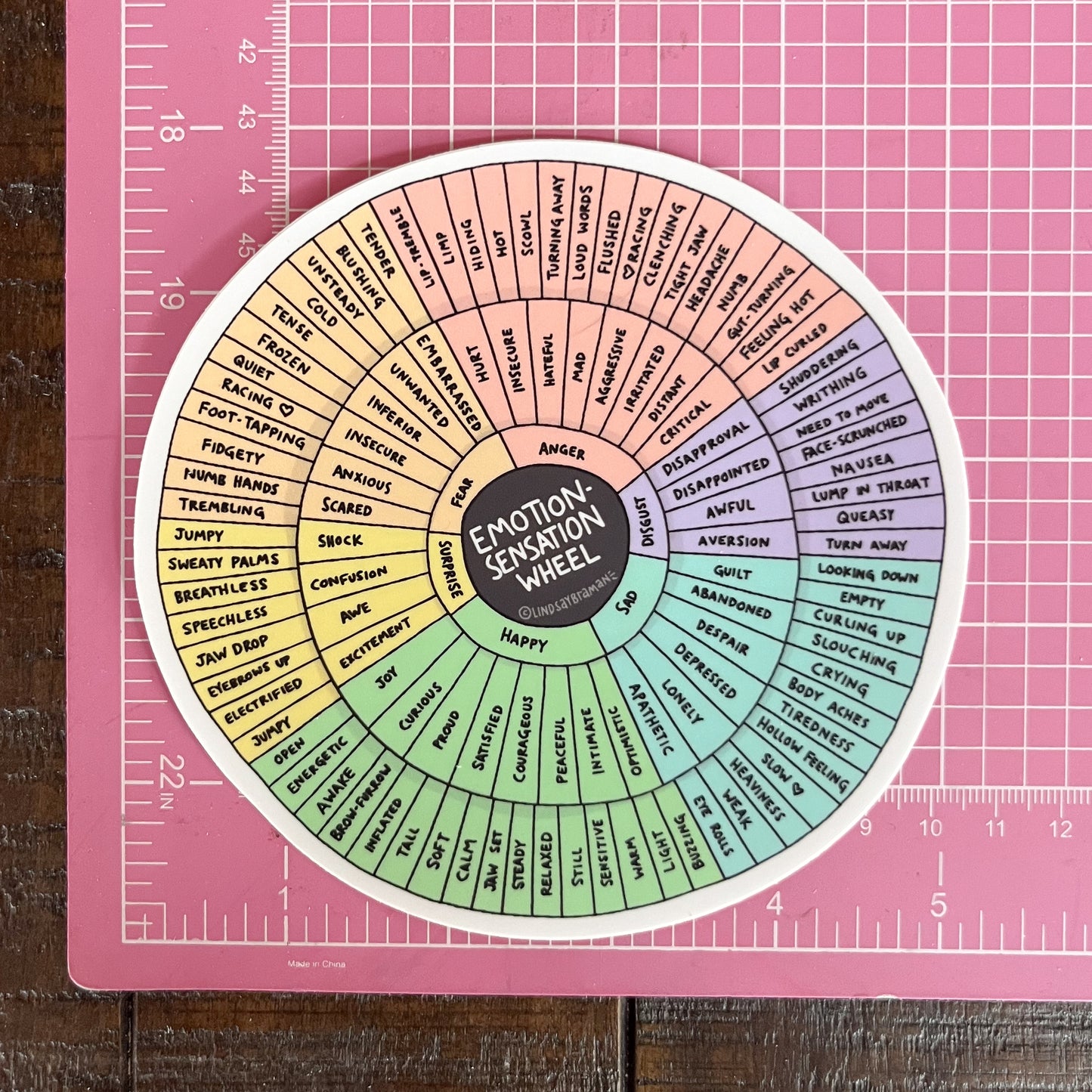 Mental Health Stickers: Emotion Sensation Wheel | 5 inch Vinyl Sticker