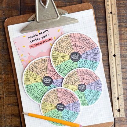 Mental Health Sticker Pack: Emotion Sensation Wheel | Set of 4 Stickers