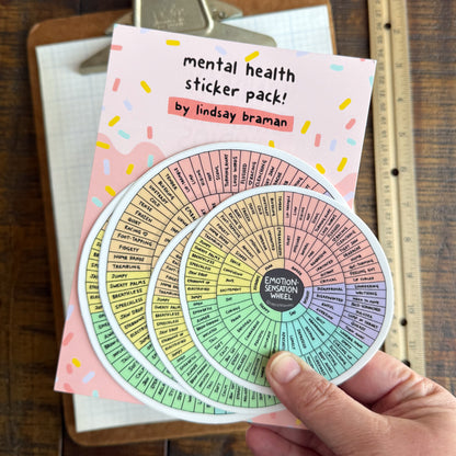 Mental Health Sticker Pack: Emotion Sensation Wheel | Set of 4 Stickers