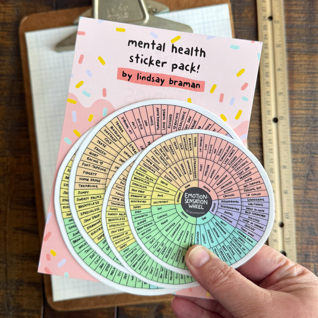 Mental Health Sticker Bundle: Emotion Sensation Wheel | Set of 4 Stick ...