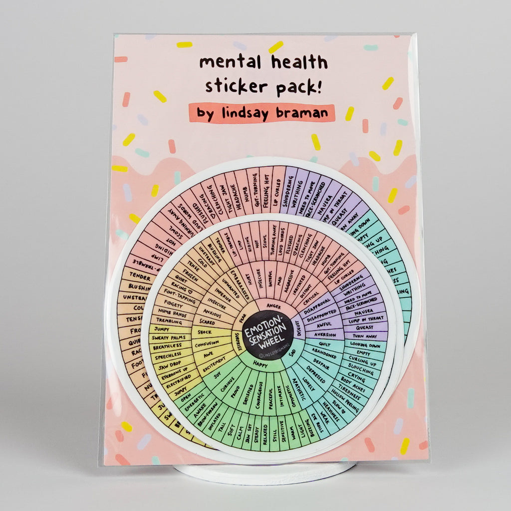 Feeling Sticker Exam Mental Health Sticker Bundle: Emotion Sensation Wheel | Set of 4 Stick ...