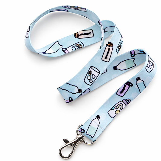 Lanyard: Super Hydrated Water Theme | Bottles, Ice Water, Sparkling Drink Art