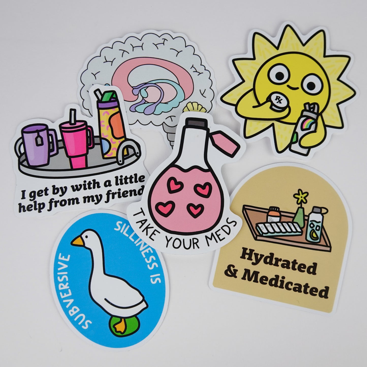 Mental Health Sticker Pack: Mental Wellness Themed Stickers | Pack of 6 Stickers