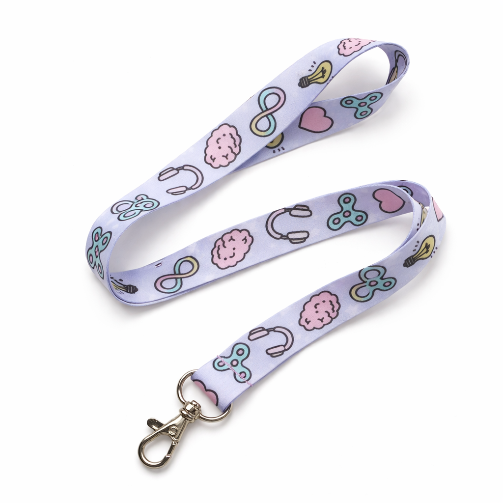 Lanyard: Neurodiversity Icons - Brains, Fidgets, Headphones, Infinity Symbol
