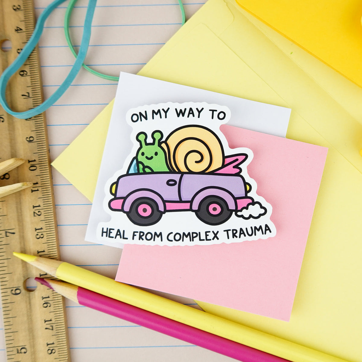 On My Way to Heal From Complex Trauma – Snail Driving a car – Sticker ...