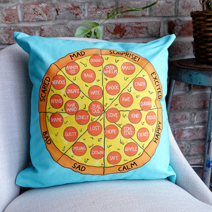 Pillowcase: Pizza Feeling Wheel Throw Pillowcase | A Playful Take on Emotions