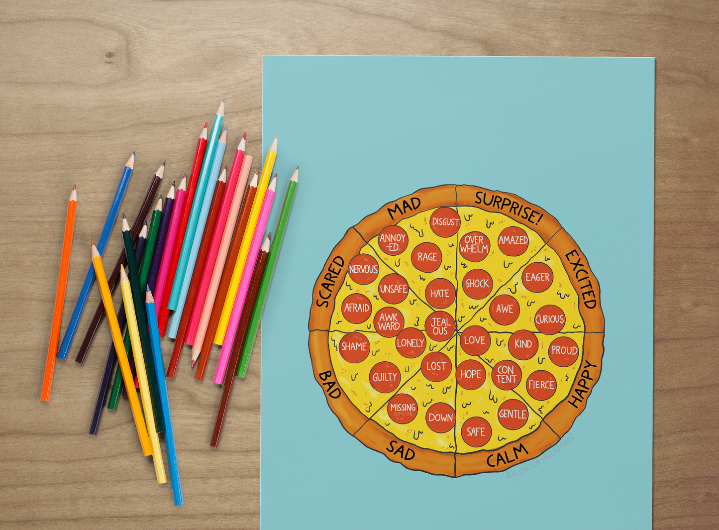 Printable PDF Download: Pizza-Themed Feeling Wheel | Resource & Interactive Worksheet for Social Emotional Learning