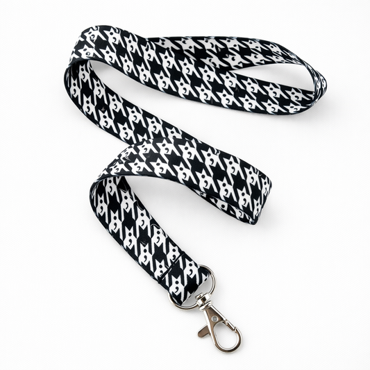 Lanyard: Semicolon Houndstooth – Badge Holder with Hidden Symbol for Mental Health Awareness, Resilience, and Advocacy