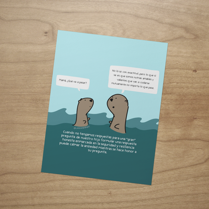 Printable PDF Download: SPANISH LANGUAGE - Worried Otter (How to Answer Kids' Hard Questions) | Resource for Caregivers