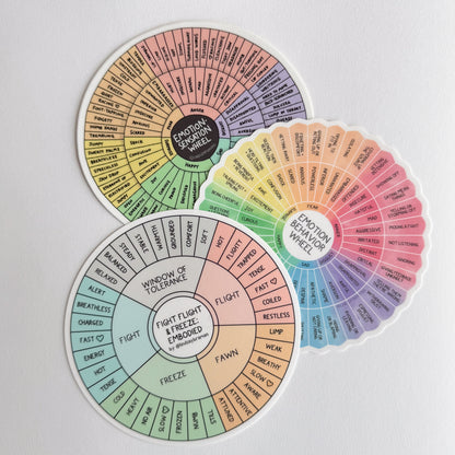 Mental Health Sticker Pack: Emotion Wheel Variety Pack | Set of 3 Stickers