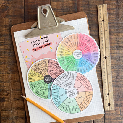 Mental Health Sticker Pack: Emotion Wheel Variety Pack | Set of 3 Stickers