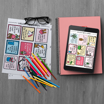 Printable PDF Download: Mini Valentine's Day Cards | 2-Page PDF Download