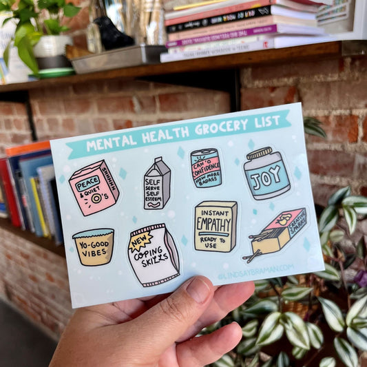 Mental Health Stickers: Mental Health Grocery List | Sticker Sheet