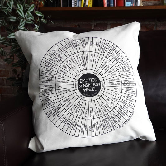 Pillowcase: Emotion Sensation Feeling Wheel Throw Pillowcase | Plain Line Art Design